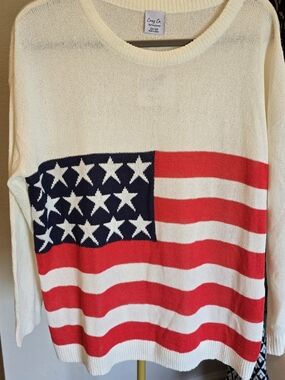 Cozy Co American Flag Knit Sweater NWT Choose Size